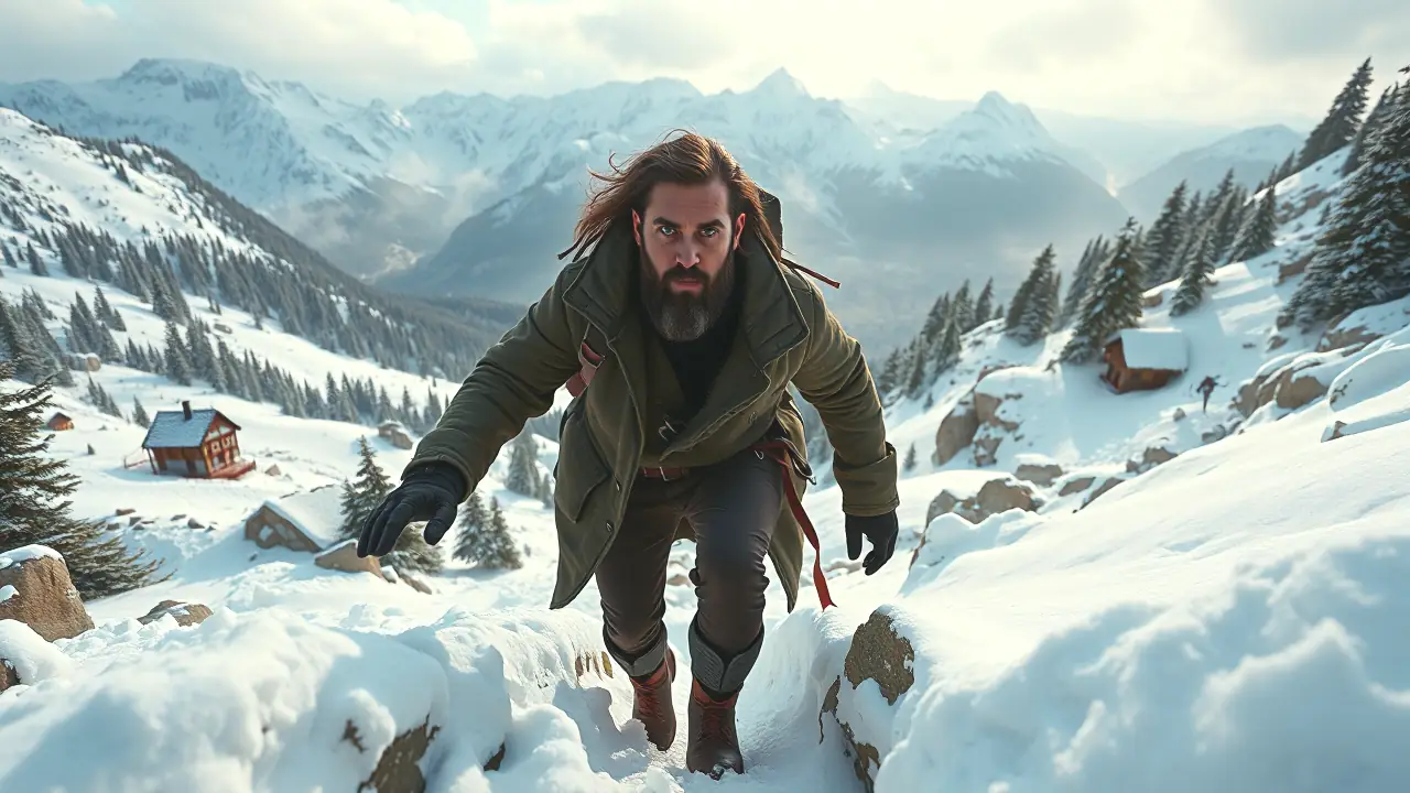 Un hombre robusto se aventura en la nieve