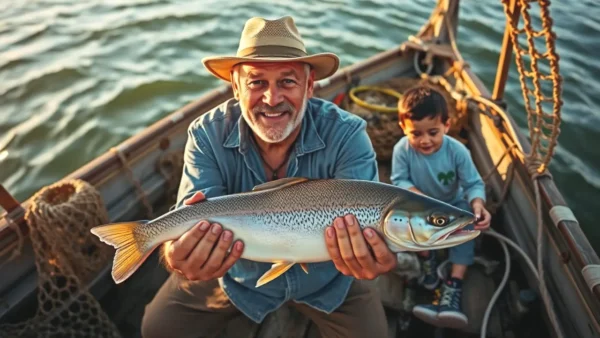 Un pescador español sonríe con su captura