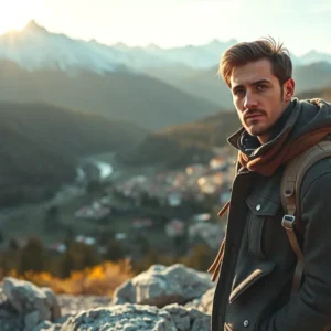 Un hombre pensativo contempla montañas nevadas en Andorra