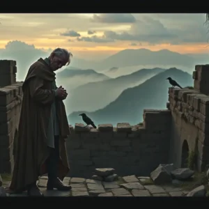 Un anciano español melancólico en ruinas