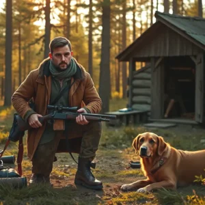 Un cazador español contempla la naturaleza realista