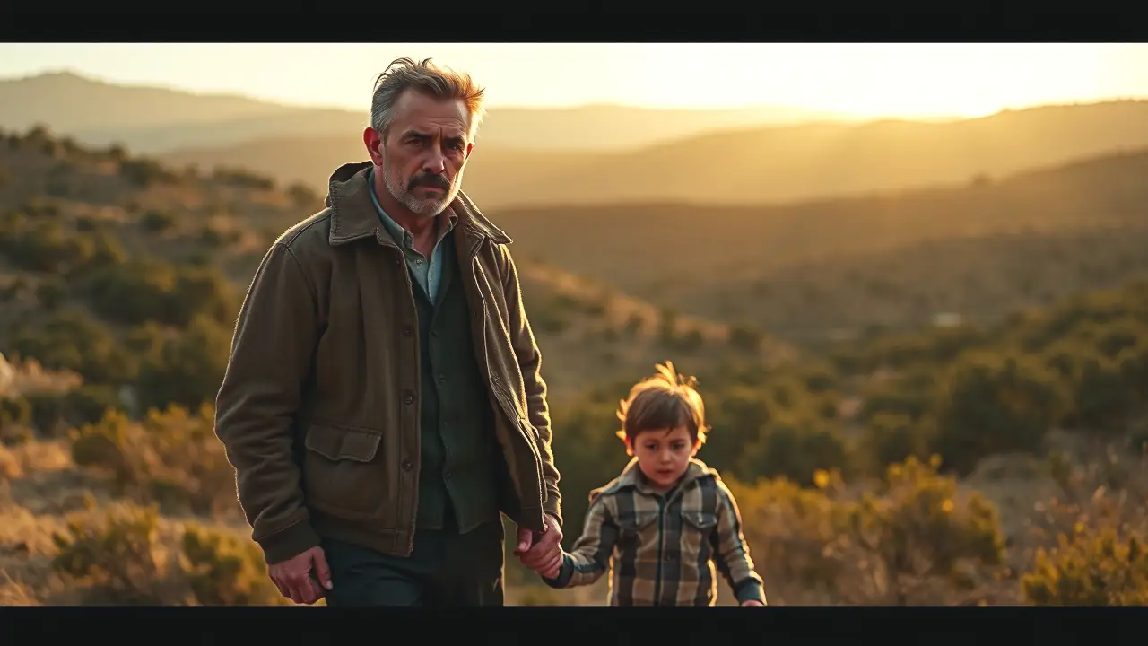 Un hombre español melancólico observa a su hijo asustado