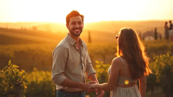 Aventuras en Pareja: Experiencias Románticas e Inolvidables 112 Un hombre sonríe con su pareja en Toscana