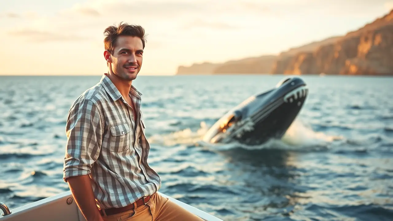 Ballenas Tipos: Guía Completa de Especies y Avistamiento 4 Un hombre observa ballenas en la costa