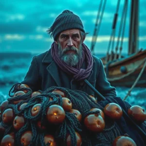 Un pescador español contempla el mar tormentoso