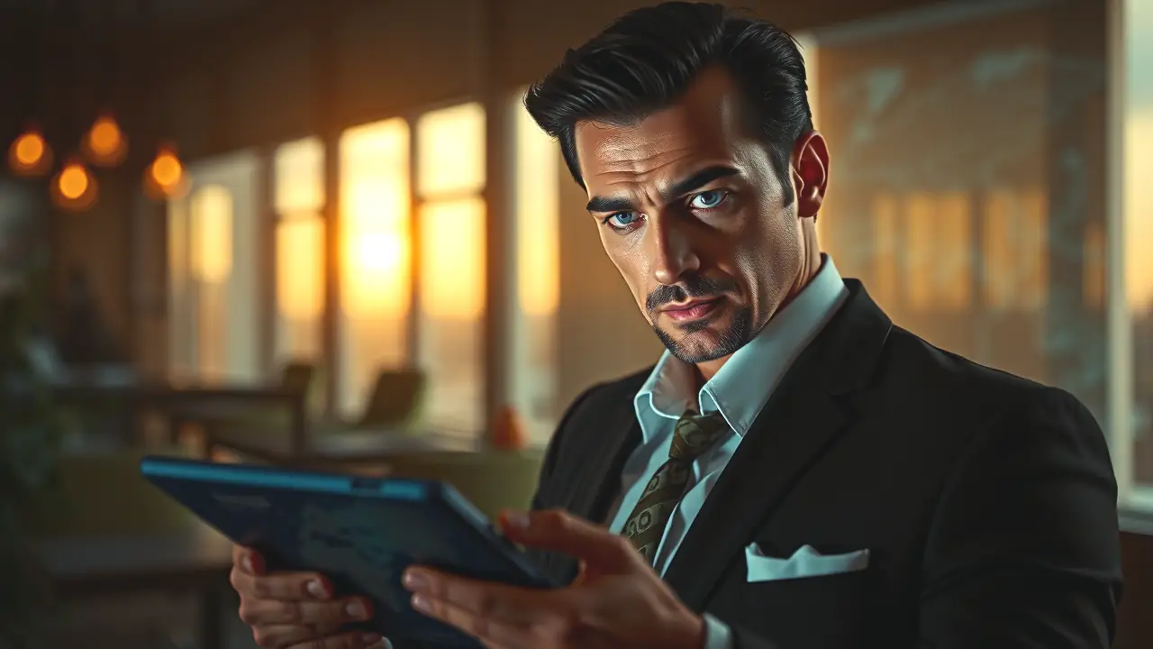 Un hombre elegante planifica en la sombra