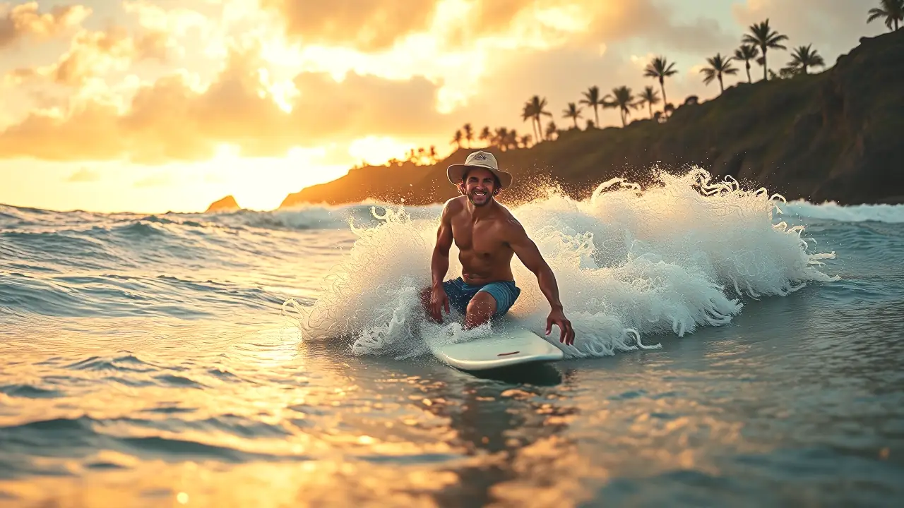 Surfista español captura ola en paraíso tropical
