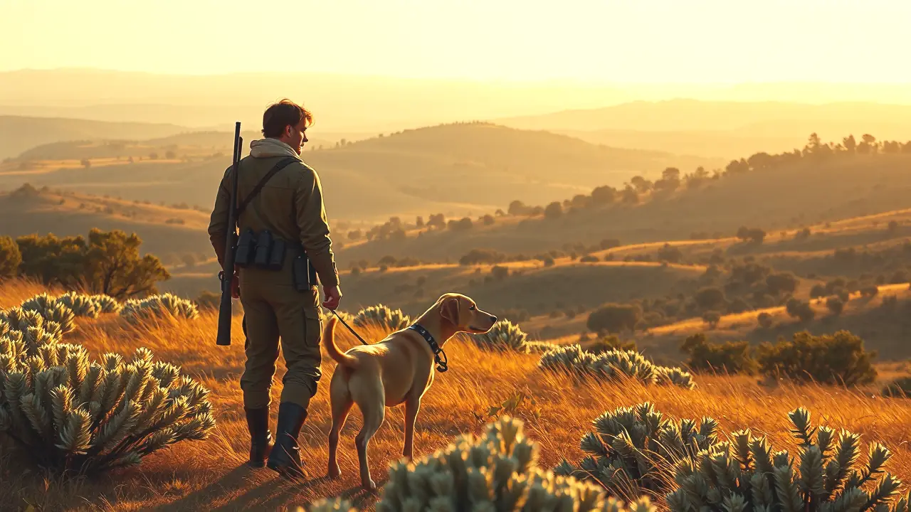 Un cazador español observa la naturaleza salvaje