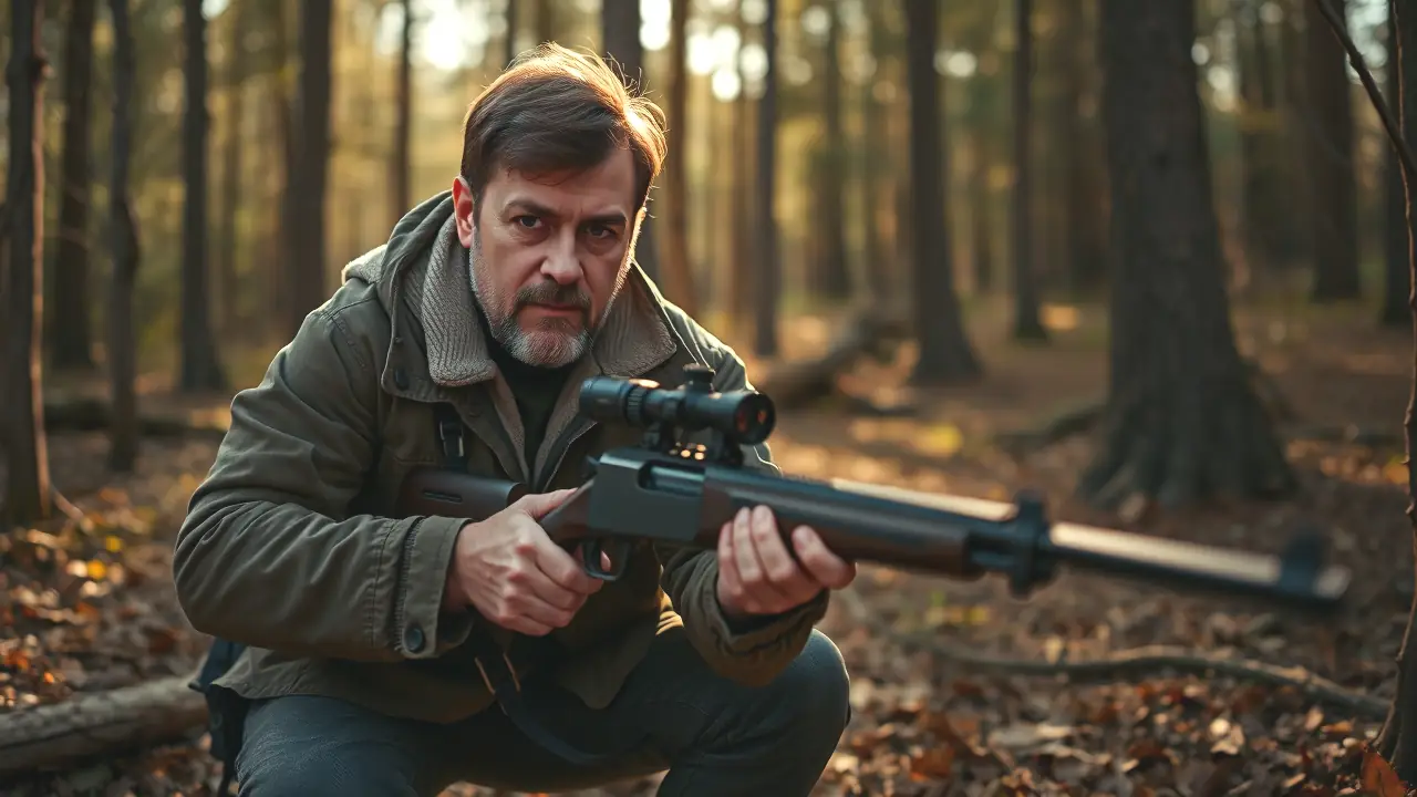 Un cazador español instruye a su aprendiz en el bosque