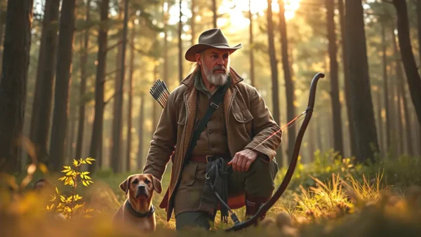 Un cazador español confiado en el bosque
