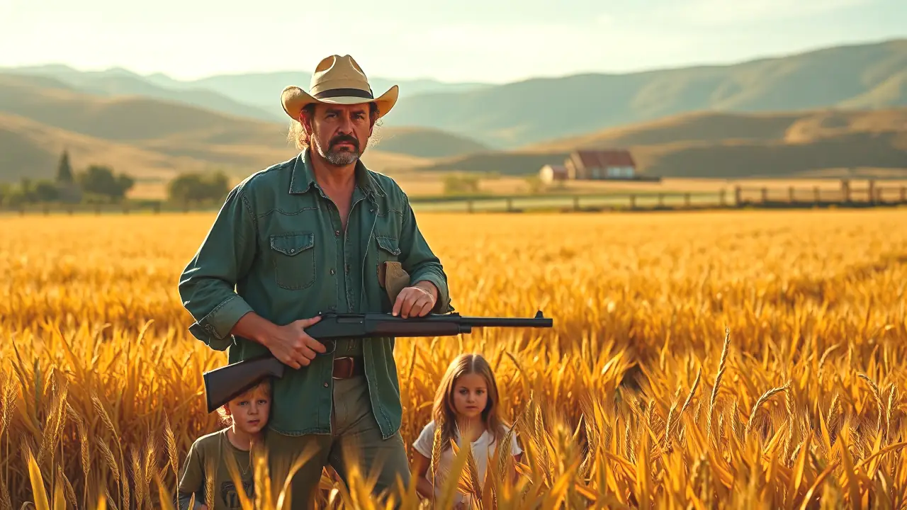 Un granjero español protege a sus hijos