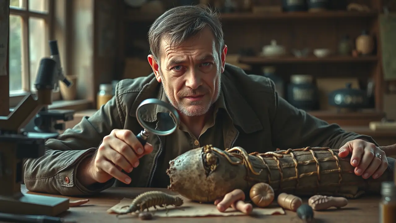 Un fotógrafo observa un cadáver de ciervo con detalle