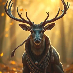 Un ciervo español imponente en bosque otoñal