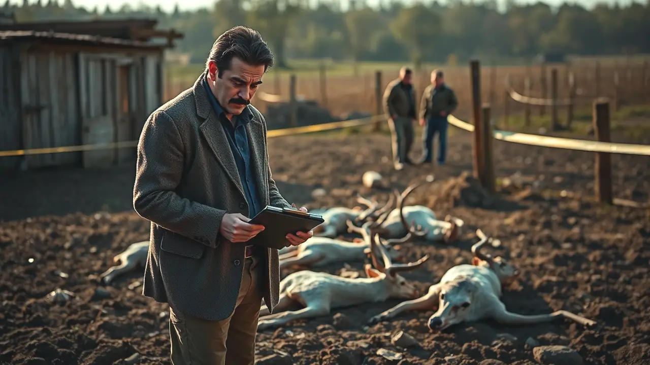 Un científico forense examina ciervos muertos en Zamora