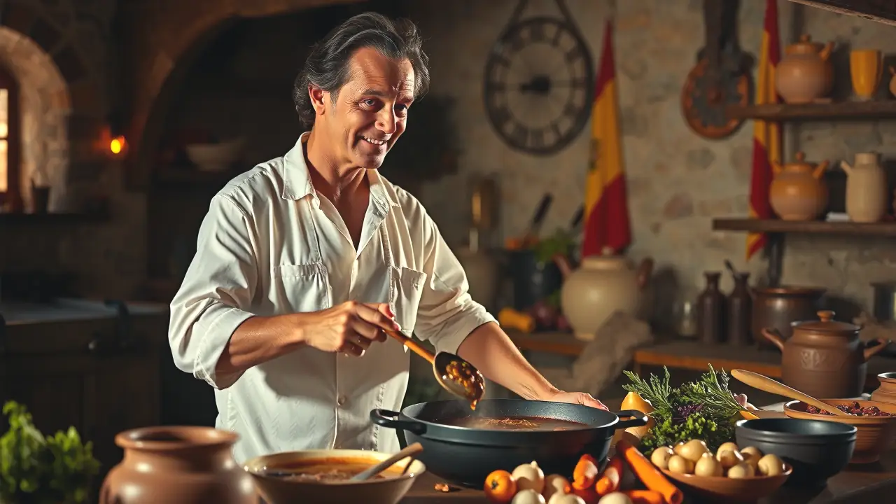 Como Cocinar Corzo: 7 Ideas para Chefs Expertos 2 Un cocinero español crea calidez en su cocina rústica