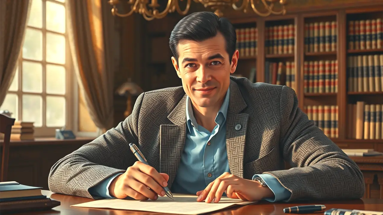 Cómo Renovar Permiso Armas: Guía Completa y Requisitos 4 Un hombre serio firma documento en oficina clásica