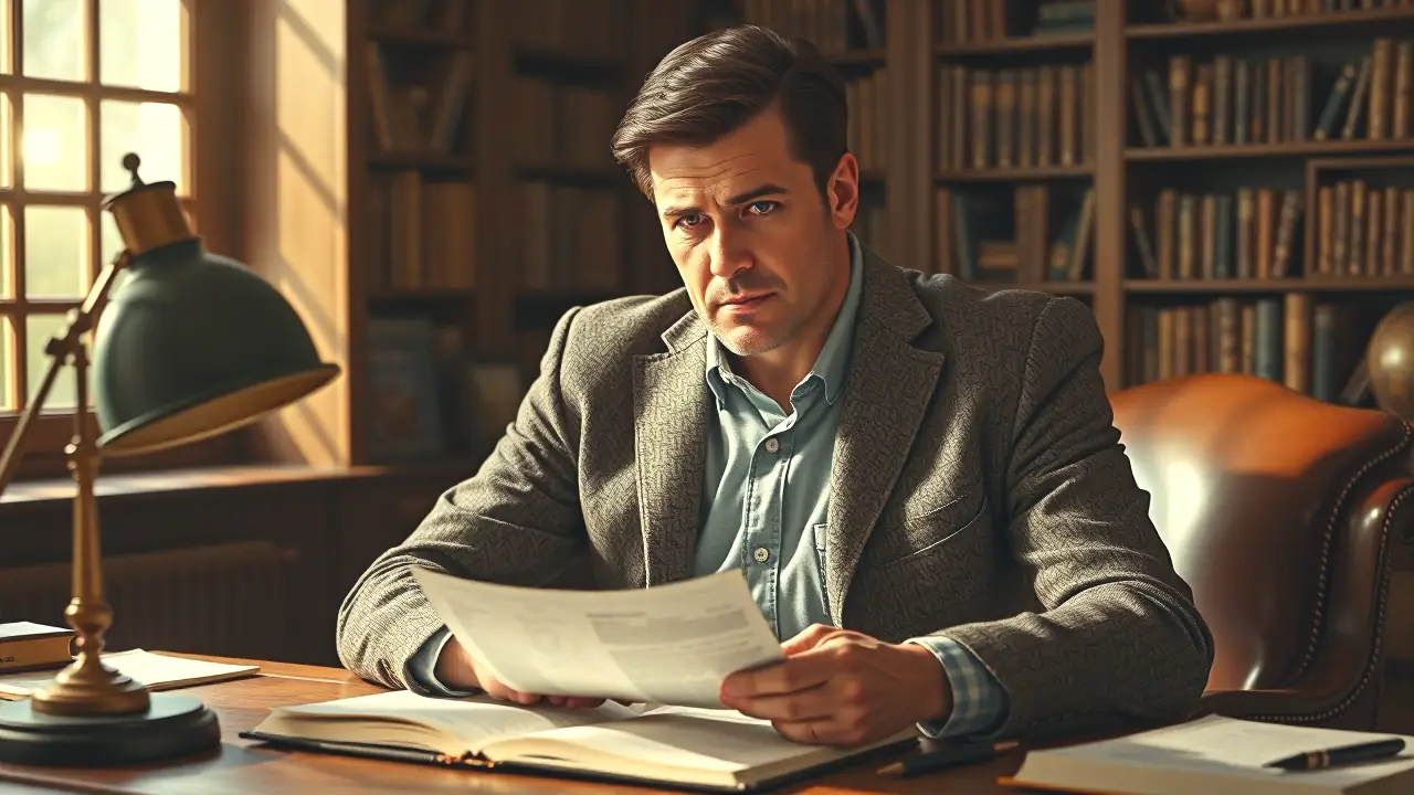 Cómo Renovar Permiso Armas: Guía Completa y Requisitos 5 Un hombre español revisa documentos en estudio