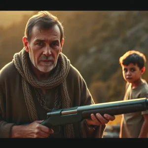 Un hombre y su hijo observan la montaña