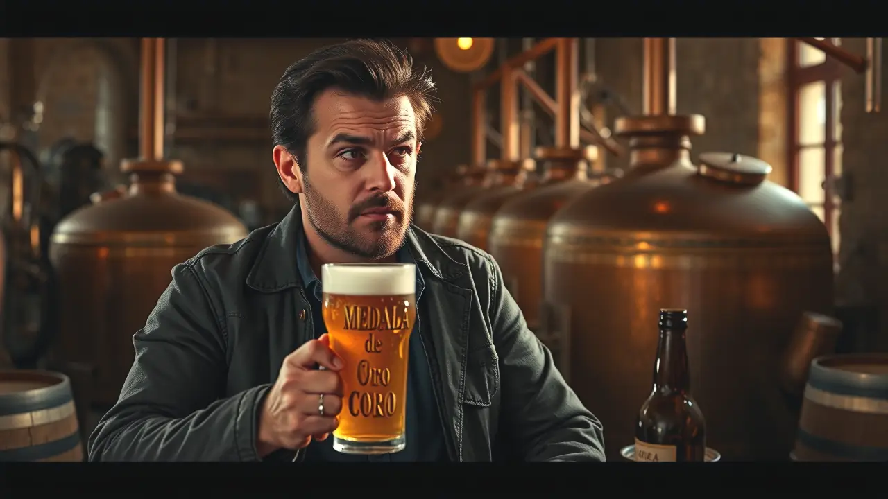 Un hombre pensativo bebe corzo en brebaje rústico