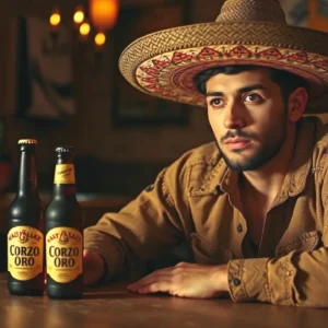 Un hombre pensativo bebe Corzo Oro en cantina