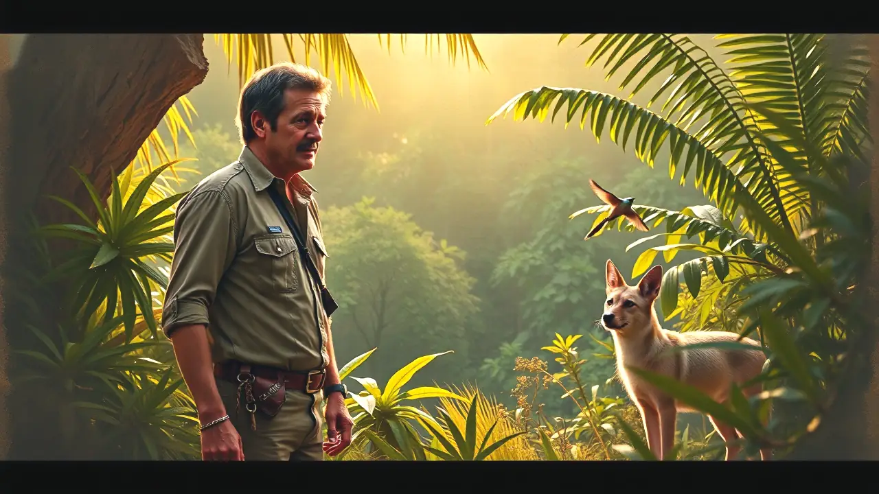 Un fotógrafo observa cautelosamente un coyote híbrido