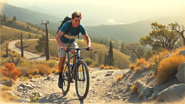 Un ciclista español se aventura en la montaña