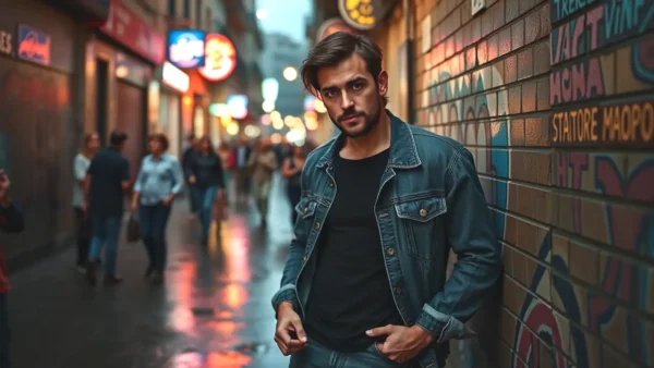 Un hombre melancólico observa Barcelona en la noche