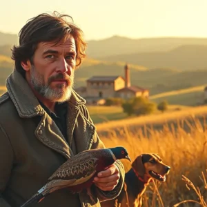 Un hombre pensativo caza en España