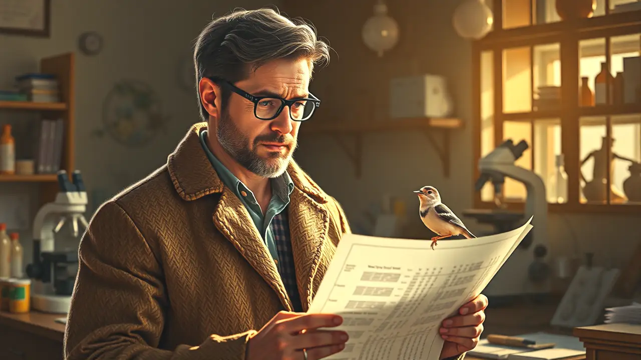 Un científico pensativo examina ADN en laboratorio