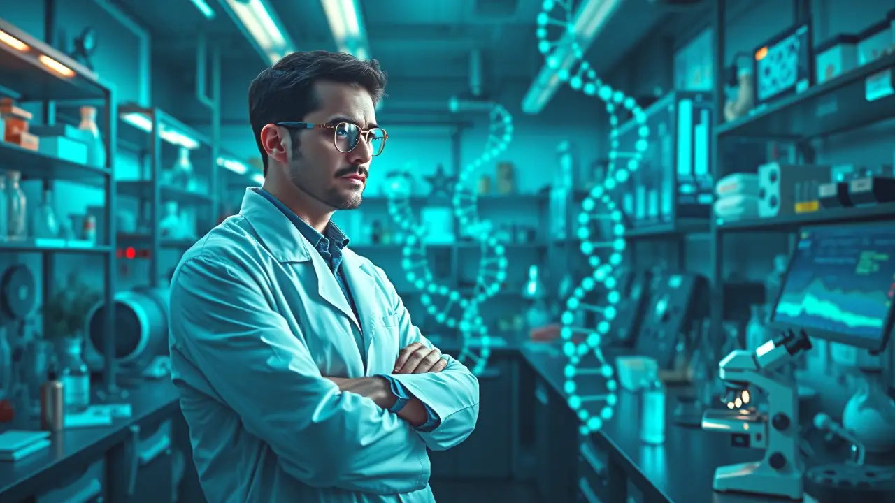 Un científico analiza el código genético brillante