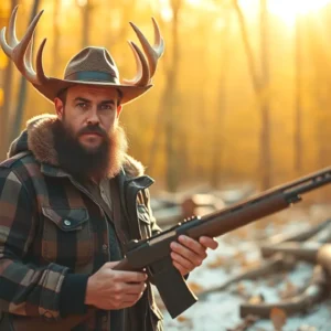 Un cazador contempla majestuoso ciervo en bosque
