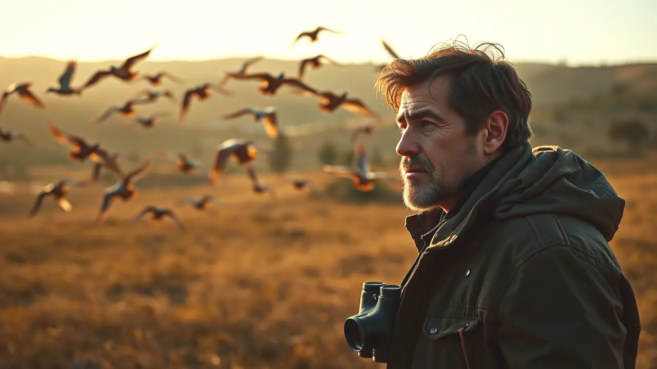 Un hombre observa aves migratorias en España