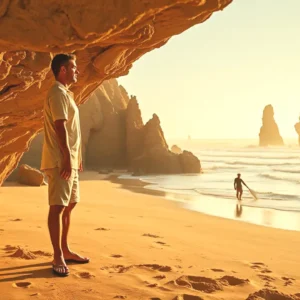 Un hombre contemplativo se encuentra en el tiempo