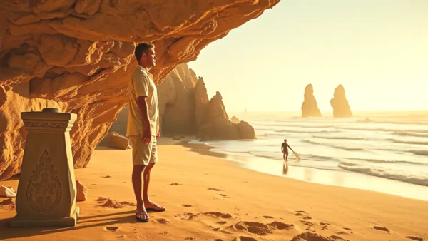 Un hombre contemplativo se encuentra en el tiempo