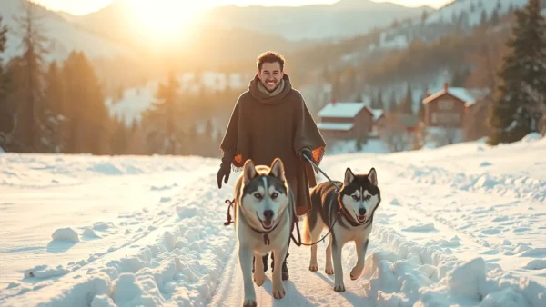 Un hombre atlético sonríe en la nieve