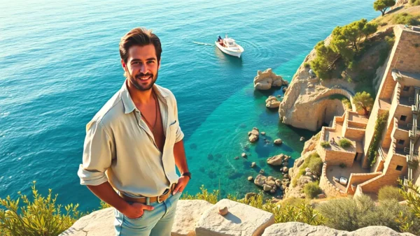 Islas Griegas Menos Turísticas: Descubre las Más Bonitas 107 Un hombre español contempla el mar turquesa