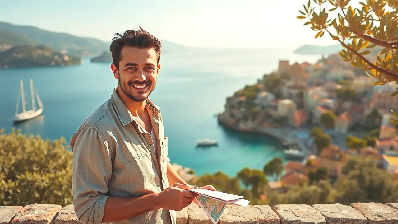 Un hombre español contempla el Mediterráneo sereno