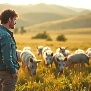 Jabalí Blanco: Aumento de Jabaíes Blancos y Albinismo Explicado 11 Un hombre observa jabalíes blancos en la España rural