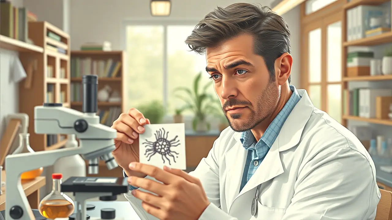 Un médico examina un parásito en laboratorio