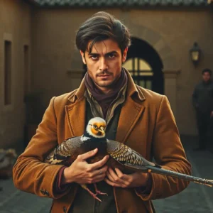 Un hombre melancólico caza en la penumbra