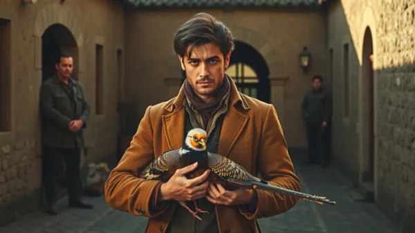 Un hombre melancólico caza en la penumbra