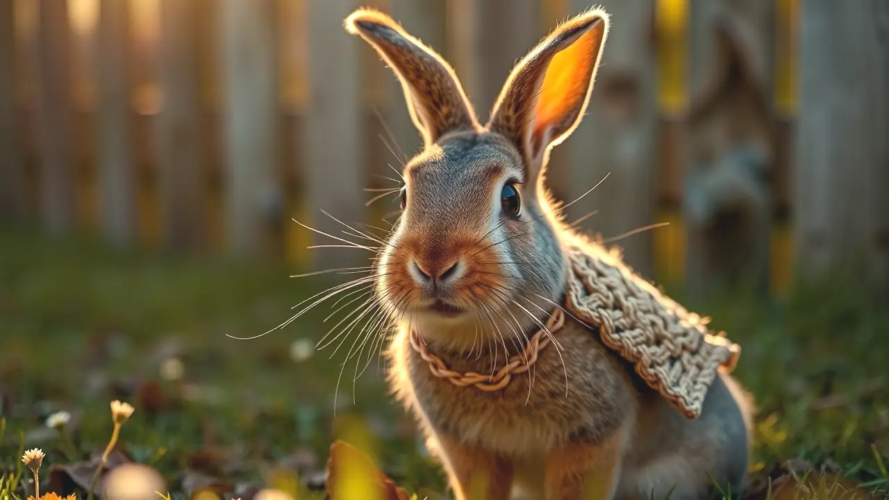 Conejo pensativo en la luz dorada