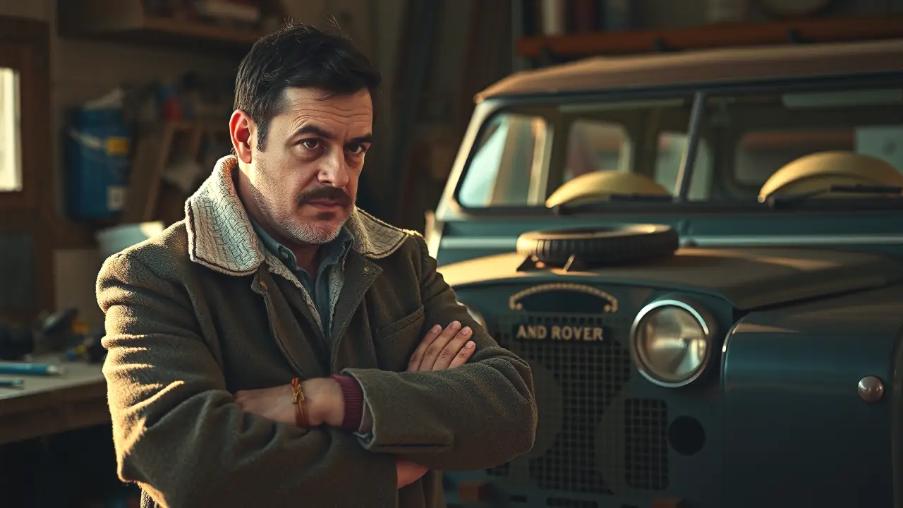 Un hombre restaurando un coche clásico vintage