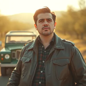 Un hombre español robusto posa con su Land Rover