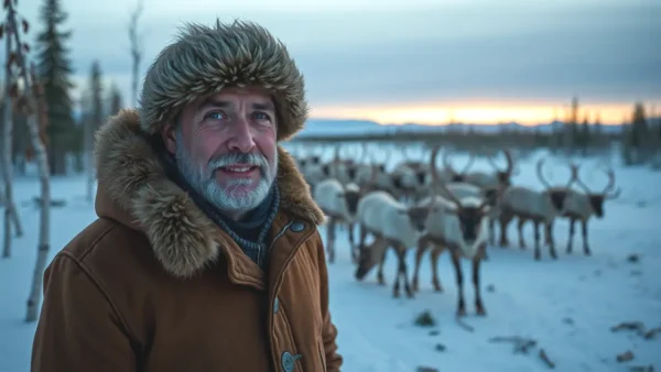 Que es Laponia: Paisajes, Cultura y Donde Es Laponia 1 Un hombre Sami contempla renos en la nieve