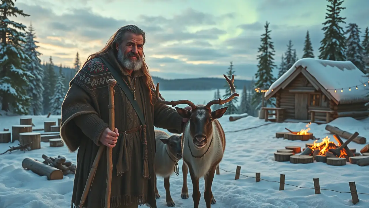 Que es Laponia: Paisajes, Cultura y Donde Es Laponia 3 Un hombre samio guía un reno en Lapland