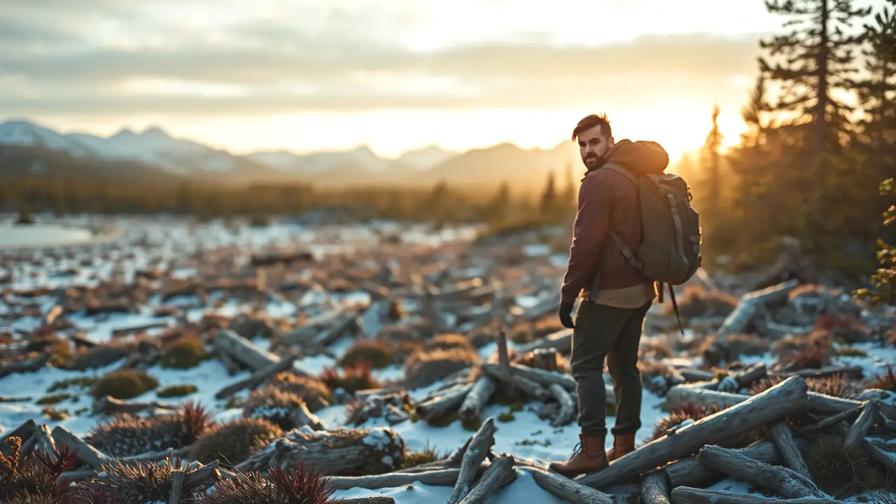 Que es Laponia: Paisajes, Cultura y Donde Es Laponia 5 Un hombre pensativo explora el ártico nevado