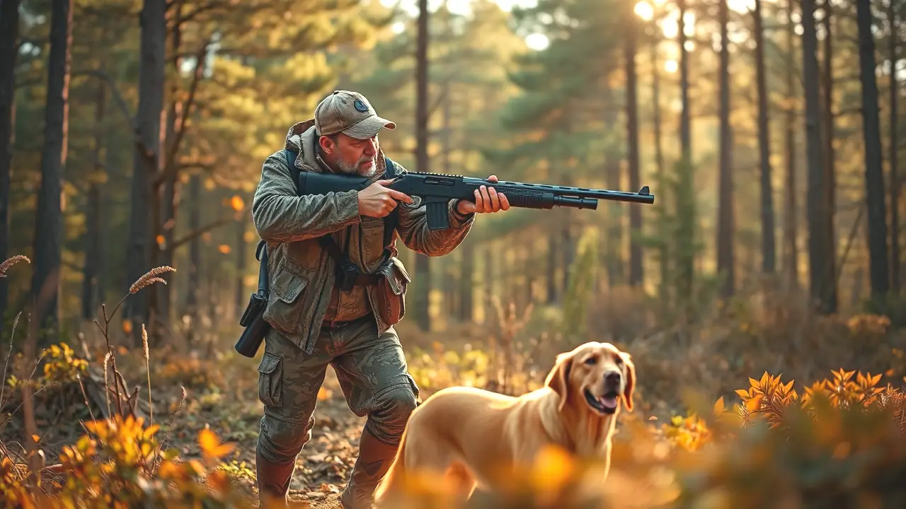 Licencia Caza Comunidad Valenciana: Precio Reducido y Batidas Gratuitas 5 Un cazador confiado dispara en el bosque