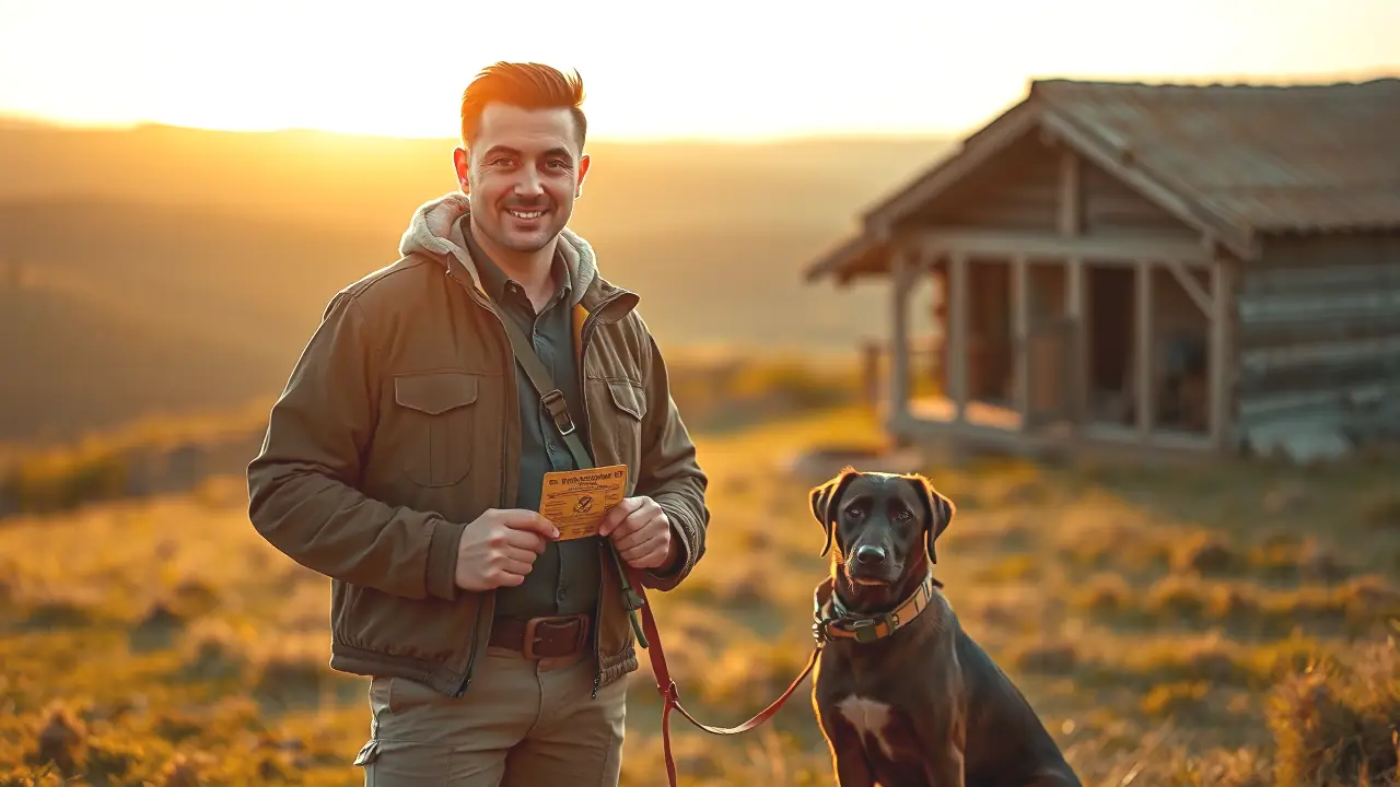 Un hombre español confiado caza en Extremadura