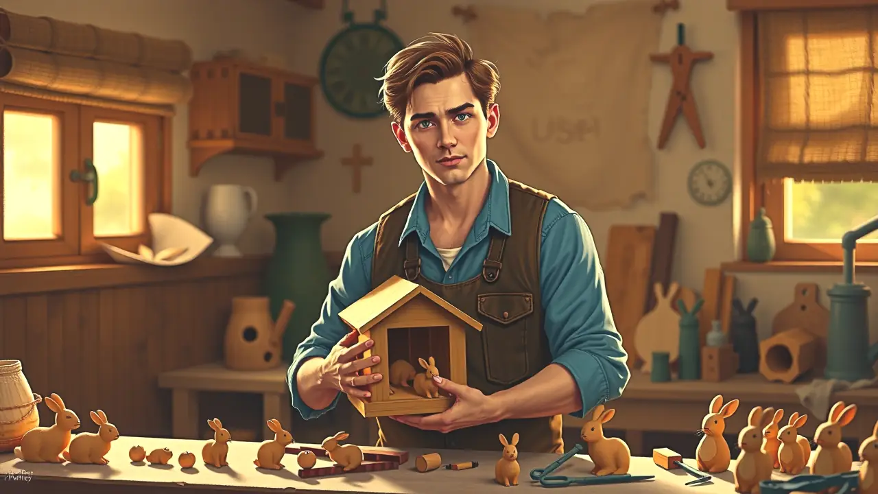 Un hombre construye un hutch en la rural España